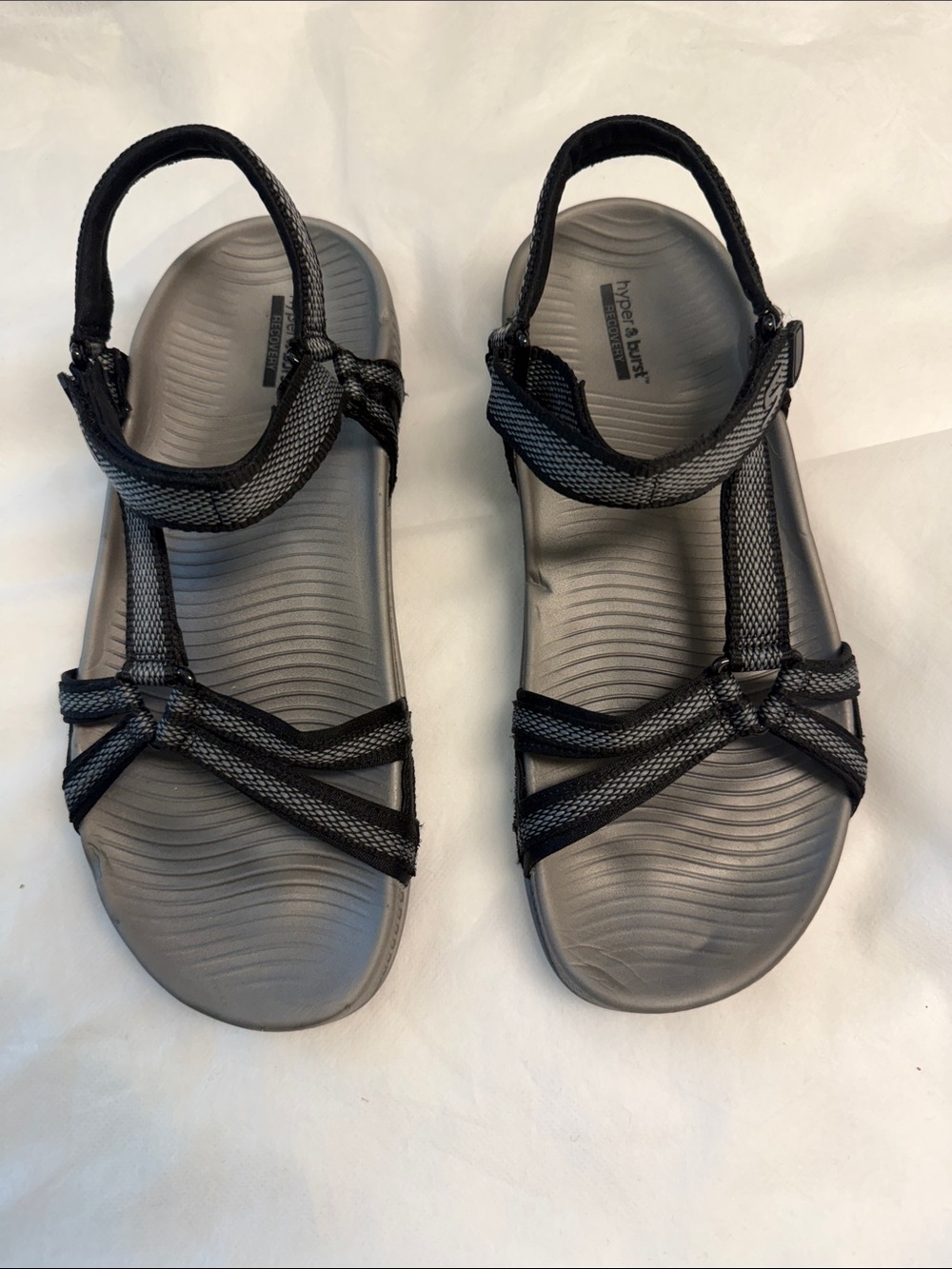 Skechers Women's Black and Gray Strappy Comfort Sandals